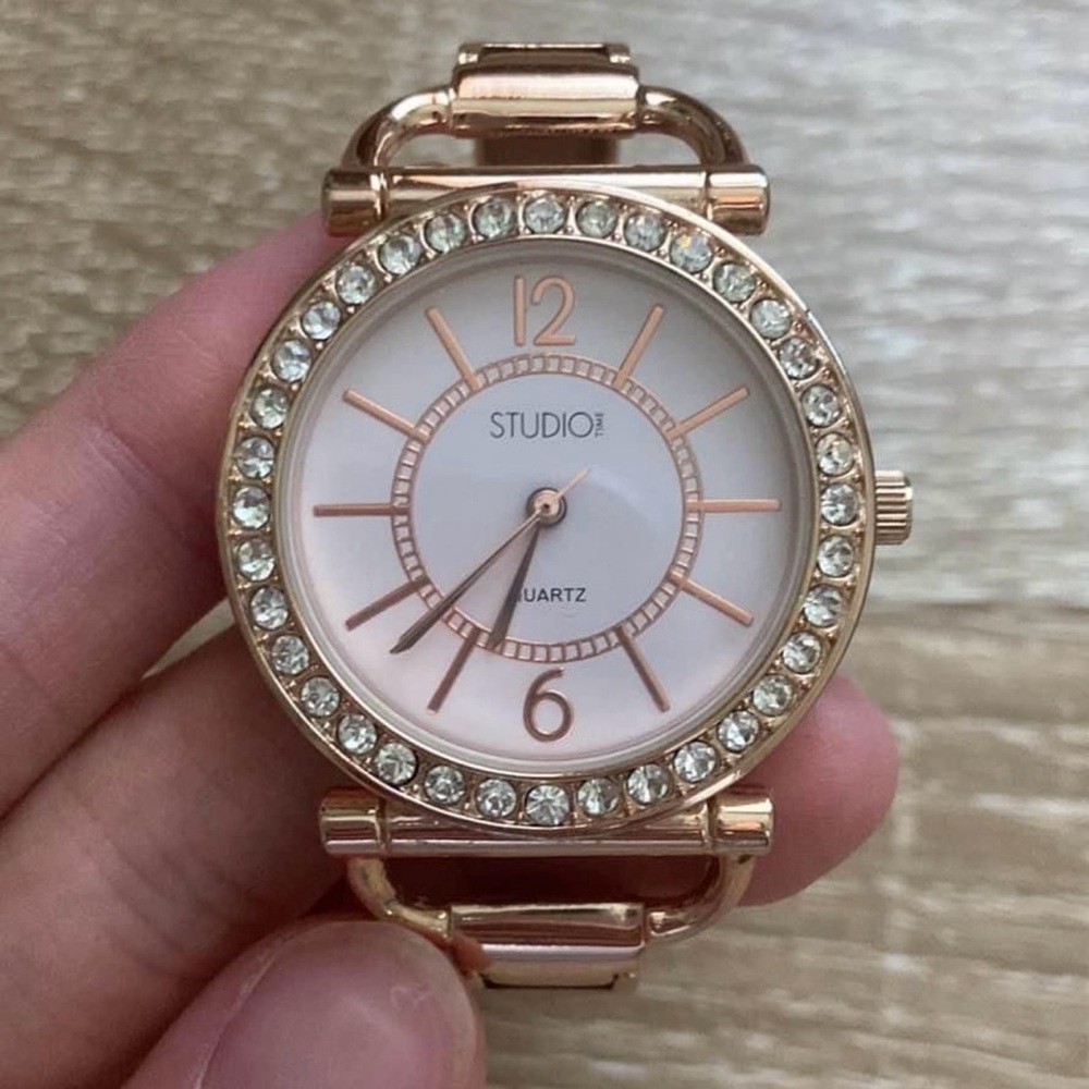 Studio Women's Rose Gold Watch with Crystal Bezel
